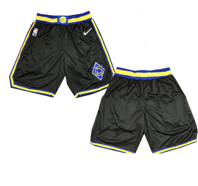 Men's Golden State Warriors Black 75th Anniversary Shorts(Run Small) Men's Golden State Warriors Black 75th Anniversary Shorts(Run Small)